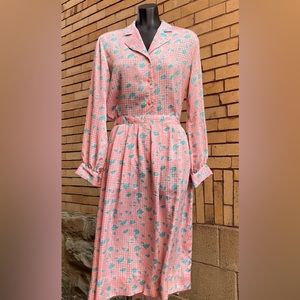 Vintage 80’s Pendleton Country Sophisticates 2pc pink teal skirt suit Size 8 14